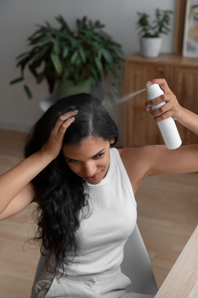 person-using-dry-shampoo